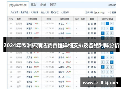 2024年欧洲杯预选赛赛程详细安排及各组对阵分析